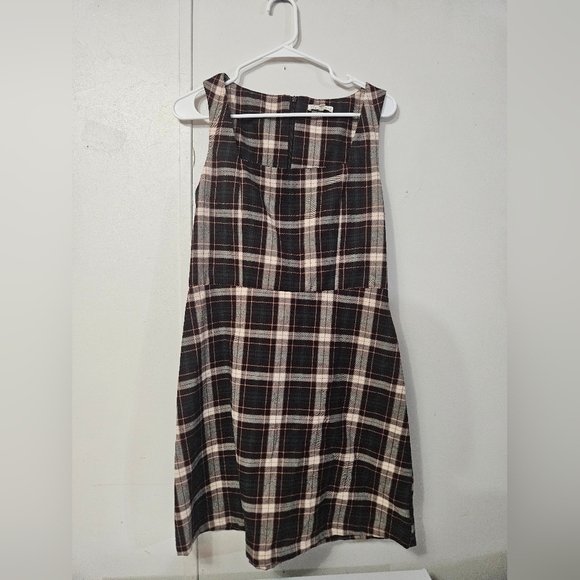 Copper Key Plaid Sleeveless Block Neck Mini Dress! - Picture 1 of 6